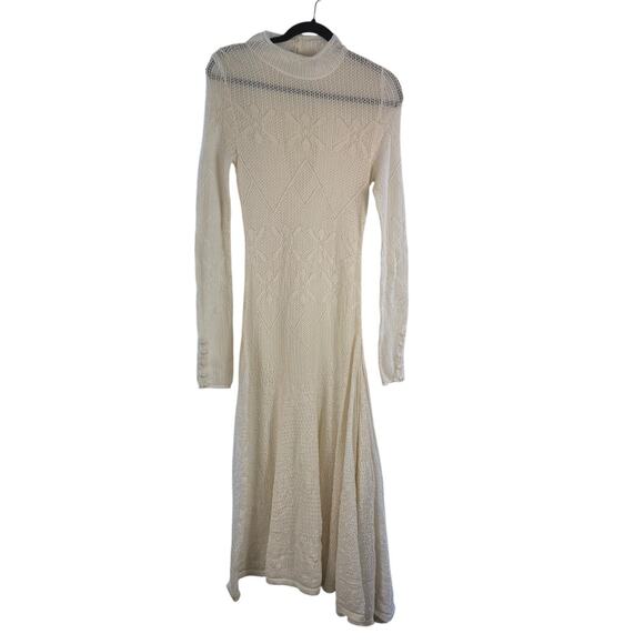 Free People Maxi Dress Angel Wings Long Sleeve Sheer Knit Size M Preppy Stretch - Picture 2 of 16